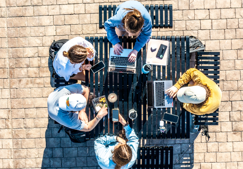 Students study outside on the Cumberlands campus